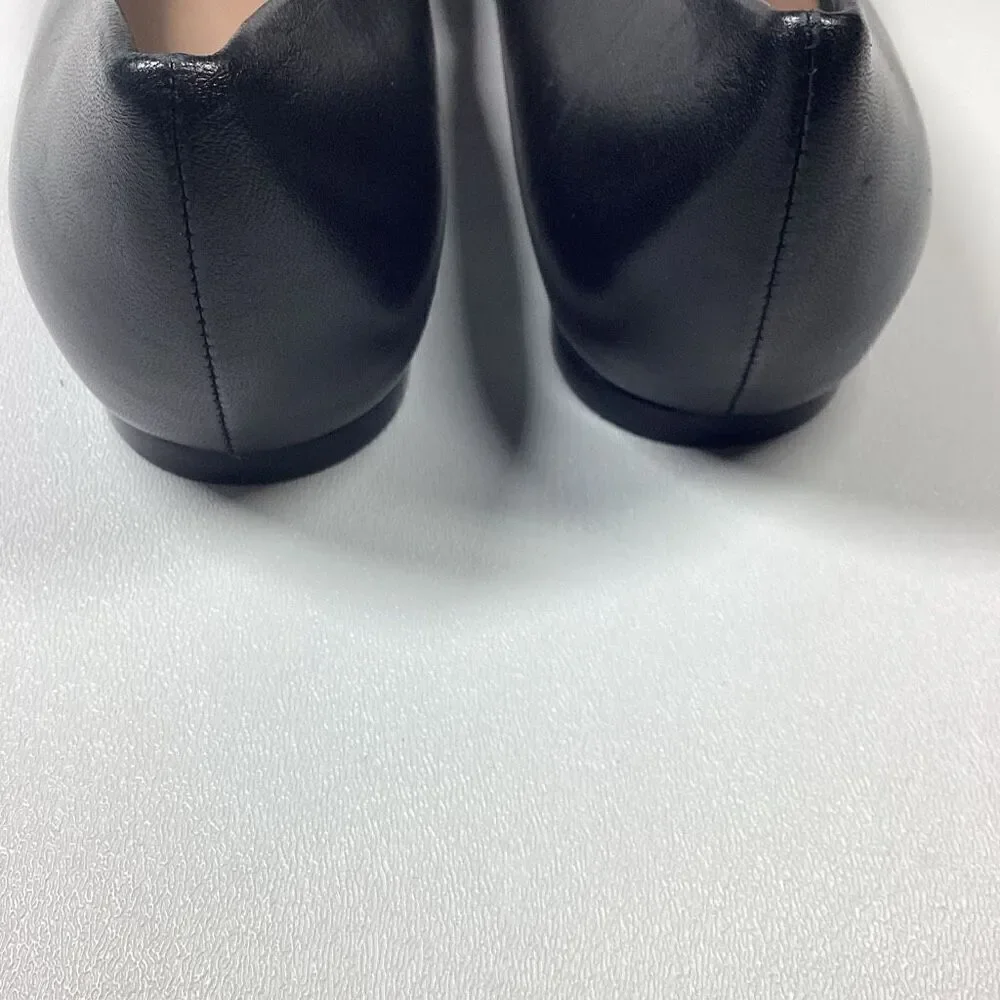 Aquatalia Adorned Black Woven‎ Leather Square Toe Flats  Size 7